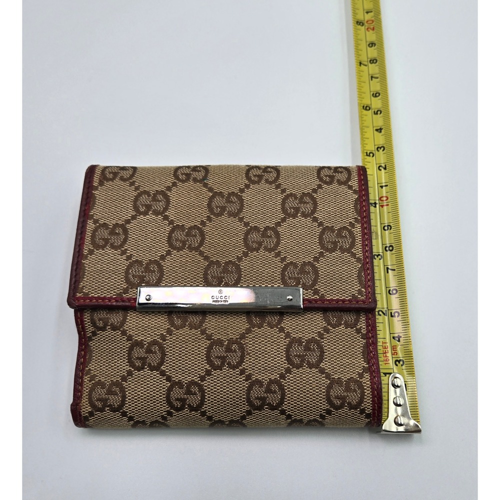 Gucci GG Canvas Red Leather Trim Bifold Wallet Authentic Designer Purse - Picture 5 of 9